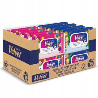 Nawilžaný toaletný papier Velvet Junior s 48 listami a príjemnou vôňou